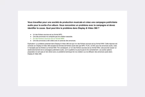 Réponses aux questions sur l’examen de certification DV360 de Googlepreview